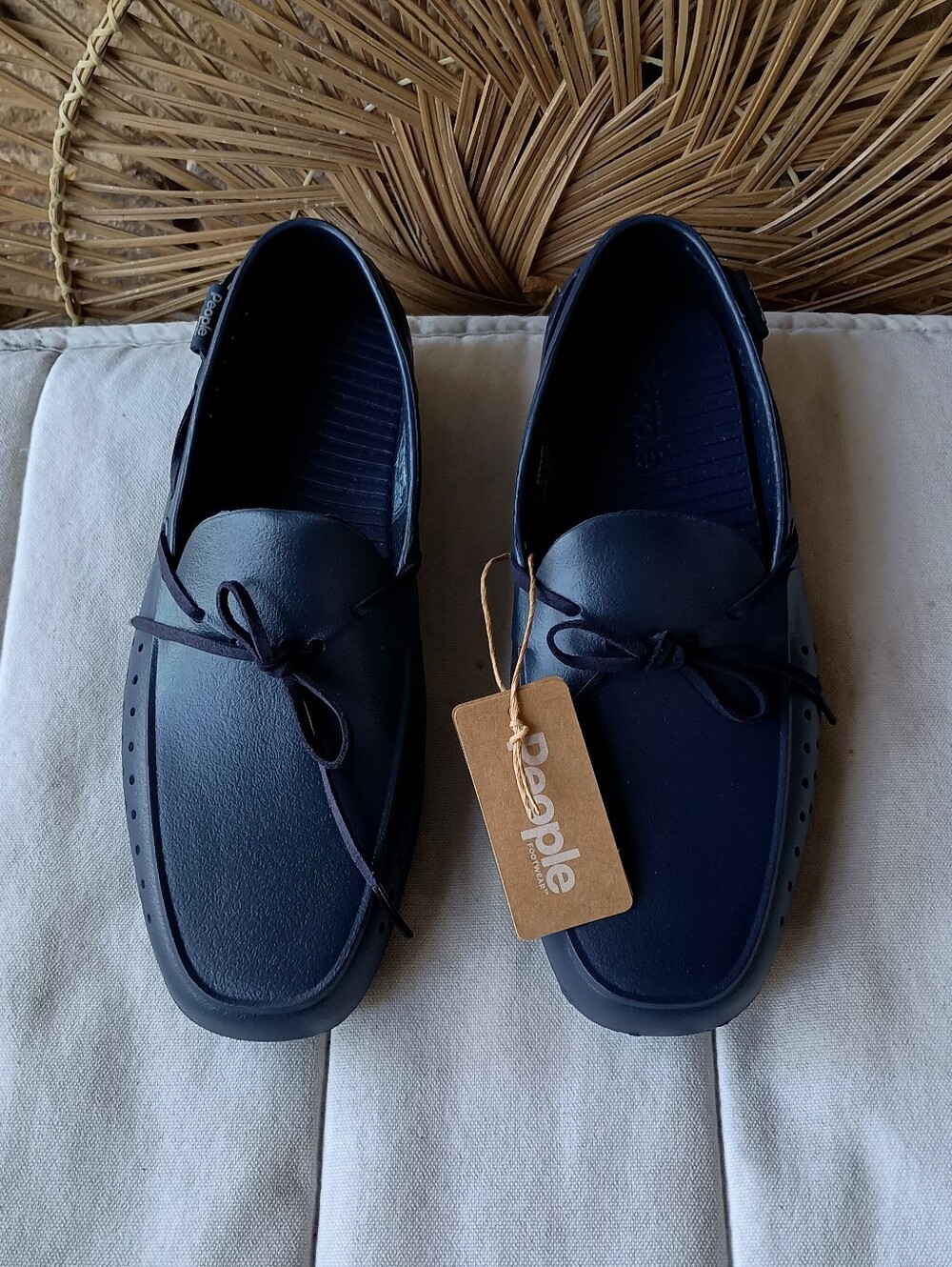 NEW People Women's Navy Waterproof Perforated Slip-On Loafers_9